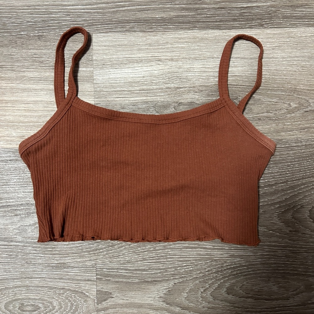 SHEIN Rust Ribbed Tank Top